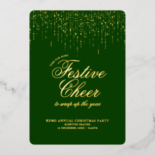 Invitation En Aluminium Fête élégante de Noël verte festive