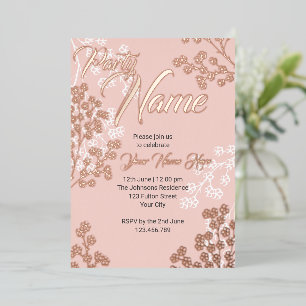 Invitation En Aluminium Fête élégante florale rose personnalisée