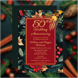 Invitation En Aluminium Fête Fleur de Fête 50e anniversaire Mariage