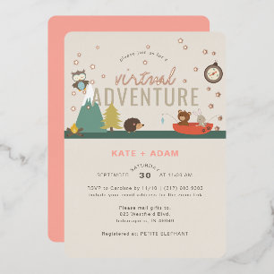 Invitation En Aluminium Fête Virtuelle de Bébé Fille Aventure en Forêt