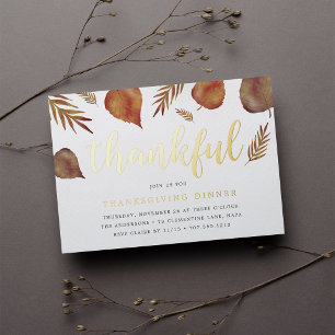 Invitation En Aluminium Feuillage de gratitude Dîner de Thanksgiving