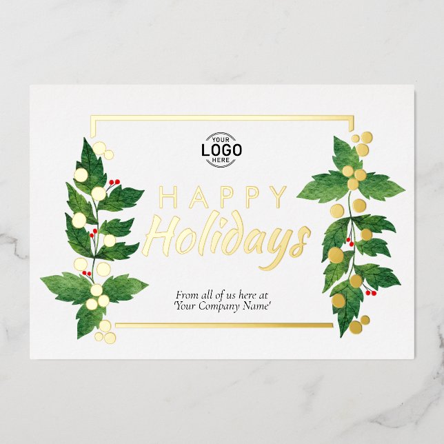 Invitation En Aluminium Feuille Business Happy Holidays Real Gold Foil Car (Recto)