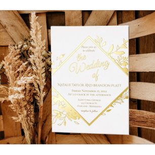 Invitation En Aluminium Feuille classique blanc et or