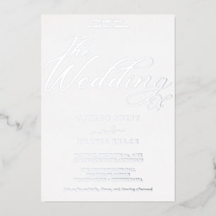 Invitation En Aluminium Feuille d'Argent Délicate   Mariage du Nouvel An 