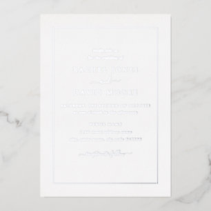 Invitation En Aluminium FEUILLE D'ARGENT RÉELLE Mariage noir moderne