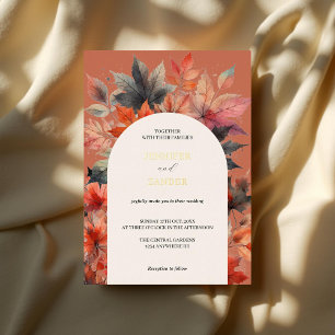 Invitation En Aluminium Feuille de érable automnale Elégante Fleurs aquare