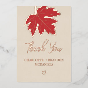 Invitation En Aluminium Feuille de Maple Rouge Automne Mariage Remerciemen