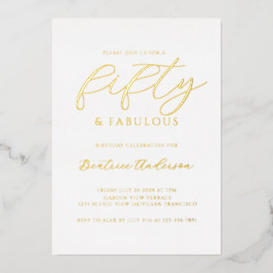 Invitation En Aluminium Feuille d'Or 50 et Fabuleux