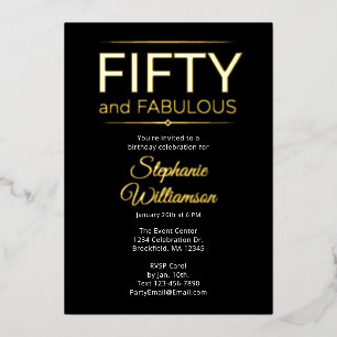 Invitation En Aluminium Feuille d'Or Cinquante et Fantastique sur Écriture