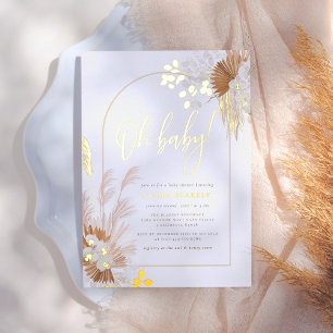 Invitation En Aluminium Feuille d'Or   Fête Prénatale Bohème Fille Pampa A