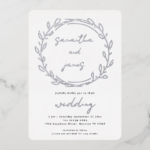 Invitation En Aluminium Feuille Laurel tendance Qr Code Script Mariage Rea