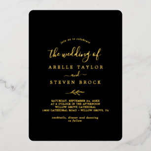 Invitation En Aluminium Feuille minimale Gold Foil Black Le Mariage de