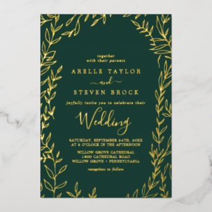 Invitation En Aluminium Feuille minimale   Gold Foil Emerald Mariage