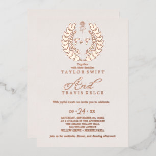 Invitation En Aluminium Feuille minimale   Mariage Rose de monogramme d'hu