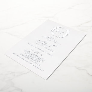 Invitation En Aluminium Feuille minimale   Mariage Rose de monogramme d'hu