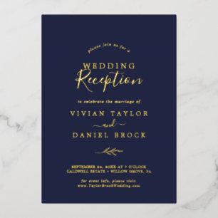 Invitation En Aluminium Feuille minimale   Réception de mariage Gold Foil 