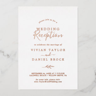 Invitation En Aluminium Feuille minimale   Réception de mariage Rose Gold 