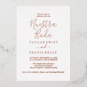 Invitation En Aluminium Feuille minimale   Rose Gold Foil Nuestra Boda