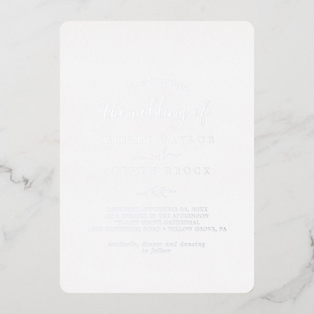 Invitation En Aluminium Feuille minimale | Silver Foil Le Mariage de (Recto)