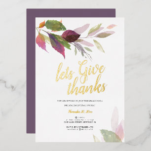 Invitation En Aluminium Feuilles aquarelles de Thanksgiving de campagne ru