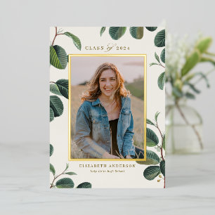 Invitation En Aluminium Feuilles botaniques à l'aquarelle Beige Photo Remi