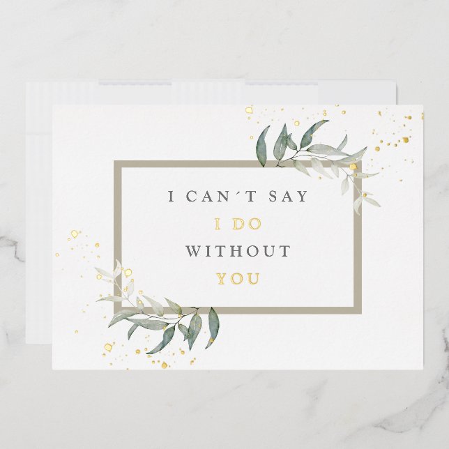 Invitation En Aluminium feuilles d'aquarelle demoiselle d'honneur proposit (Enveloppe)