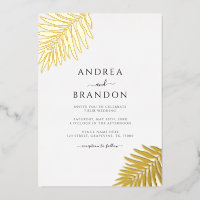 Feuilles de palmier simple Mariage Code QR Or