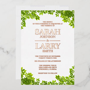 Invitation En Aluminium Feuilles de vigne et Mariage traditionnel d'or élé