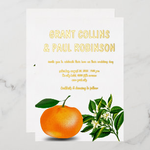 Invitation En Aluminium Feuilles frais de Tangerine