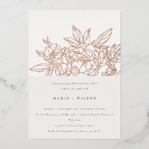 Invitation En Aluminium Fiançailles de croquis floral Rose minimal