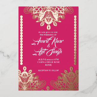 Invitation En Aluminium Filigranes Abstraits sur Fuchsia