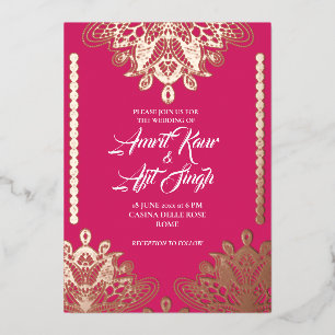 Invitation En Aluminium Filigree Abstrait sur Fuchsia