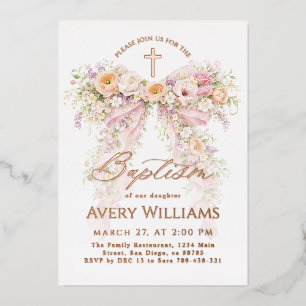 Invitation En Aluminium Fille de l'arc floral Bloom Baptême