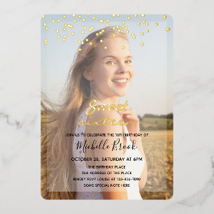Invitation En Aluminium Fille de seize ans deux photos 