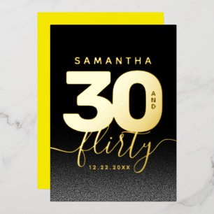 Invitation En Aluminium Fille moderne brillant Jaune 30 et Flirty