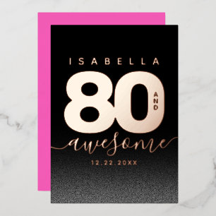 Invitation En Aluminium Fille moderne Hot rose 80 et stupéfiant