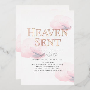 Invitation En Aluminium Fille Nuage Rose Ciel Envoyé Baby Shower