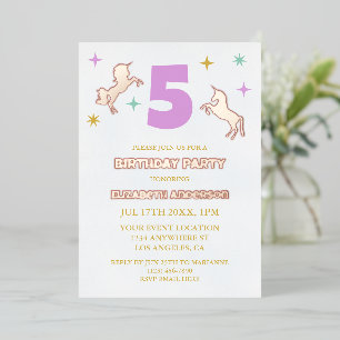 Invitation En Aluminium Filles d'anniversaire Licorne Magique