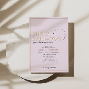Invitation En Aluminium Filles Getaway Blush Bachelorette Weekend Rose Gol