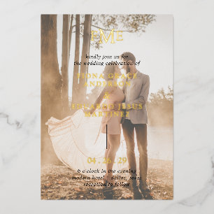 Invitation En Aluminium Fiona Photo Bold Monogramme Mariage moderne