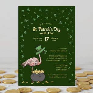 Invitation En Aluminium Flamingo Trèfle Vert Foncé Saint-Patrick