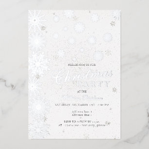 Invitation En Aluminium Flamme de neige moderne Neige Blanche fête de Noël