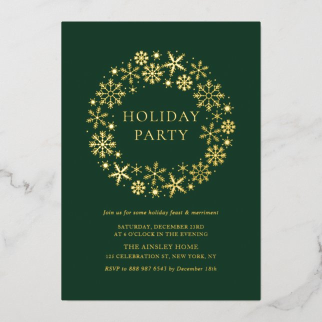 Invitation En Aluminium Flammes de neige Whimsal Wreath Green Holiday Part (Recto)