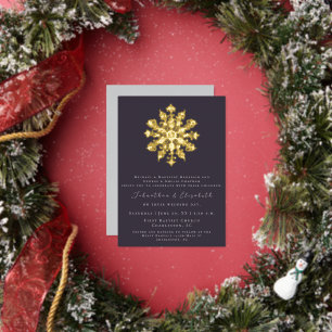 Invitation En Aluminium Flèche de neige minimaliste   Plum violet Mariage