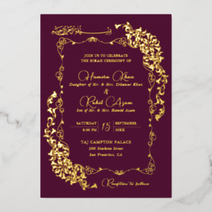 Invitation En Aluminium Fleur botanique artistique Paisley Mariage musulma