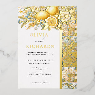 Invitation En Aluminium Fleur carrelée méditerranéenne Italien Positano Le