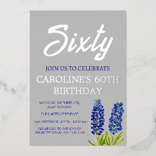Invitation En Aluminium Fleur de Bleuet 60e Anniversaire Fleur Bleue Texas
