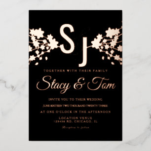 Invitation En Aluminium Fleur de cerisier & Presse Noir