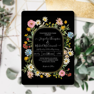 Invitation En Aluminium Fleur Sauvage Aquarelle Élégant Mariage Feuille D'