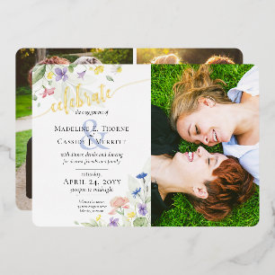 Invitation En Aluminium Fleur sauvage d'aquarelle Floral